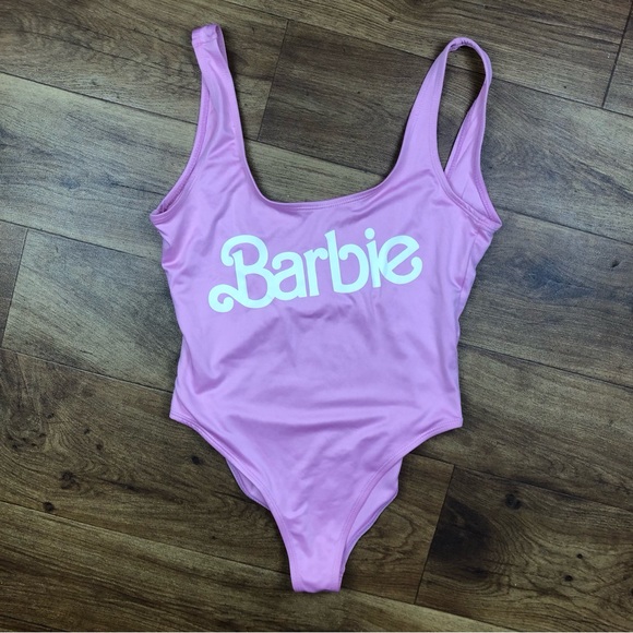Barbie Pink White One Piece Bathing Suit Swimwear *Read - Picture 1 of 8